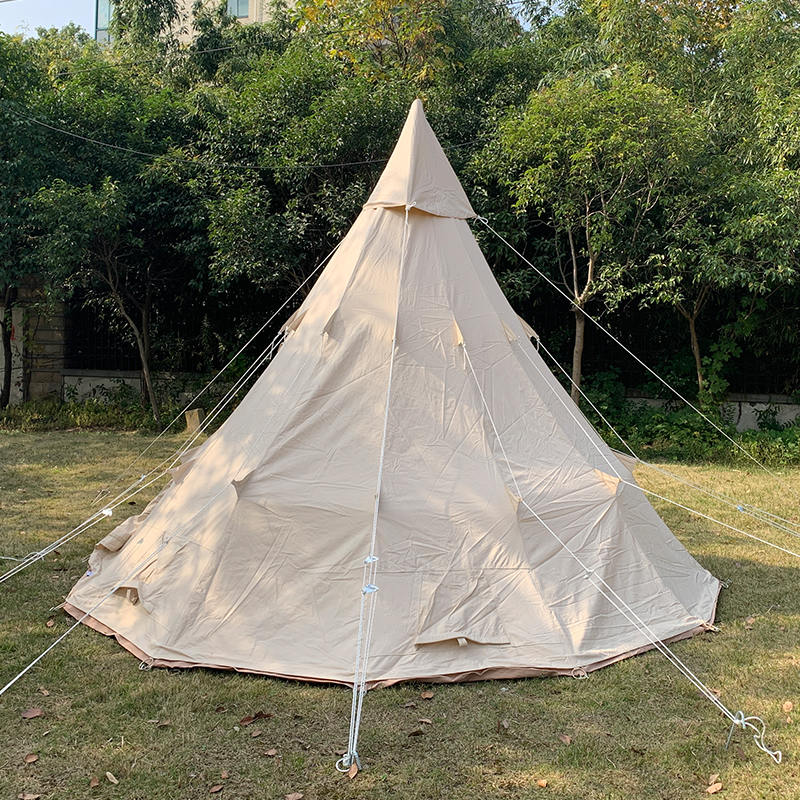 Tente de camping familiale en toile Tipi unipolaire de 4 mètres