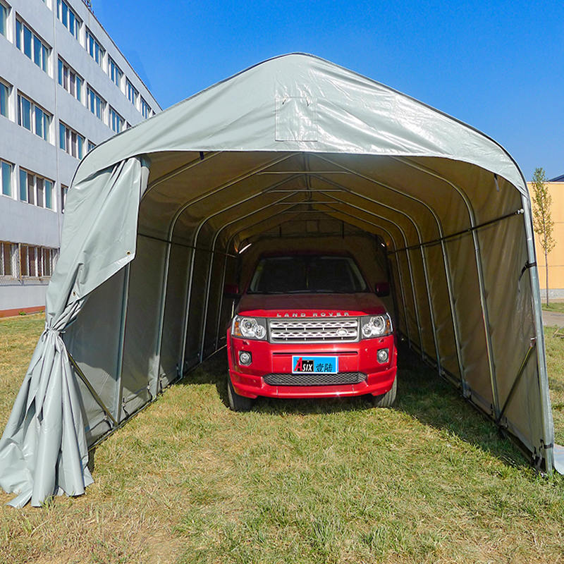 Abri de stockage extérieur d'auvent de voiture de PVC gris de 3.66x7.32m (12 