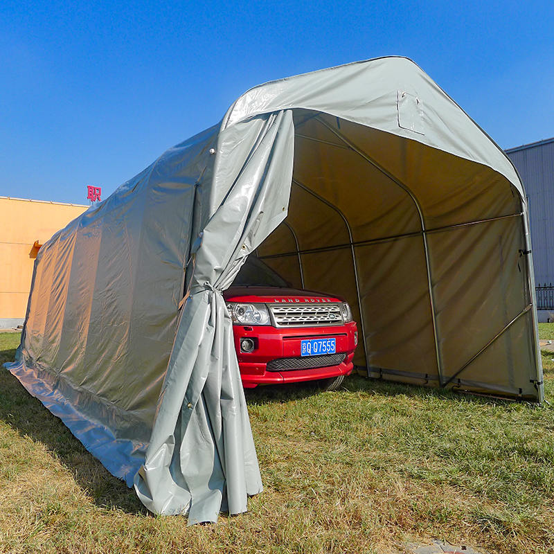 Abri de stockage extérieur d'auvent de voiture de PVC gris de 3.66x7.32m (12 