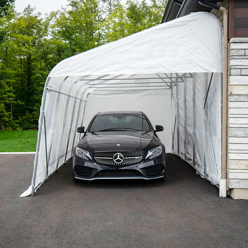 Garages et abris portables temporaires à pente unique en PE de 3,2 x 6,1 m (10,6 