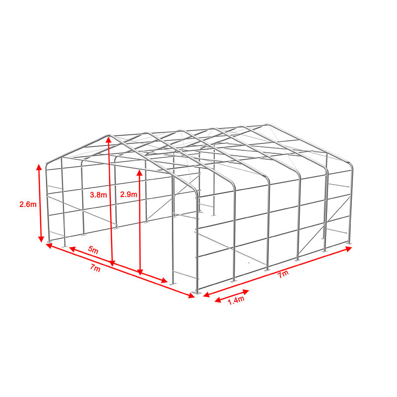 Hall portatif de tente d'ombre de tente industrielle et commerciale d'entrepôt de hauteur latérale de 7x7 2.6m