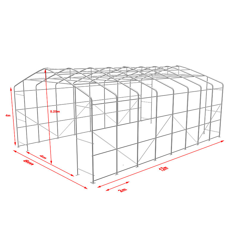 Abri résistant de soleil de tente d'ombre d'entrepôt résistant aux UV de hauteur latérale de 8X12 4m