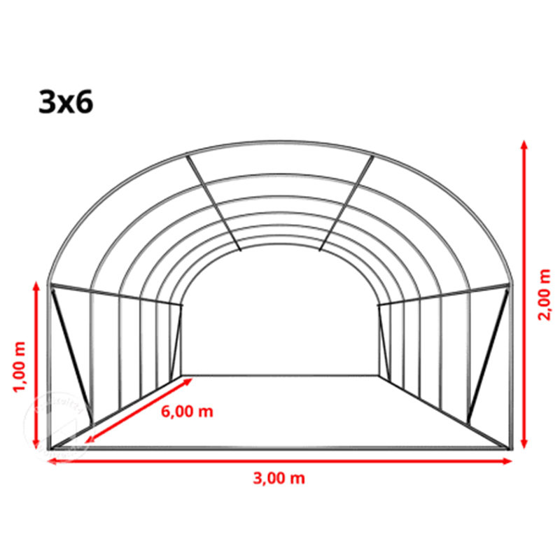 Serre et tunnel à dessus rond Weatherguard 3x6x2m