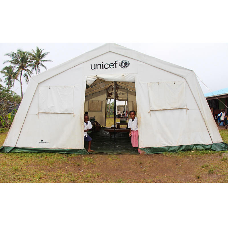 Tente Huggy ignifuge polyvalente standard de l'UNICEF de 42 m²