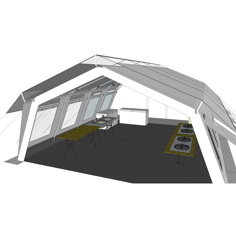 Tente polyvalente standard de l'UNICEF de 42 m² avec couverture d'ombrage intégrée/amovible