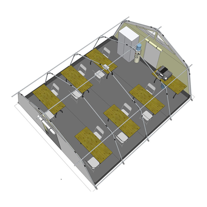 Tente polyvalente standard de l'UNICEF de 42 m² avec couverture d'ombrage intégrée/amovible