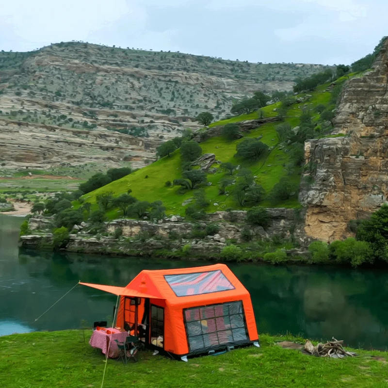 Tente de camping gonflable panoramique quatre saisons pour 8 à 10 personnes